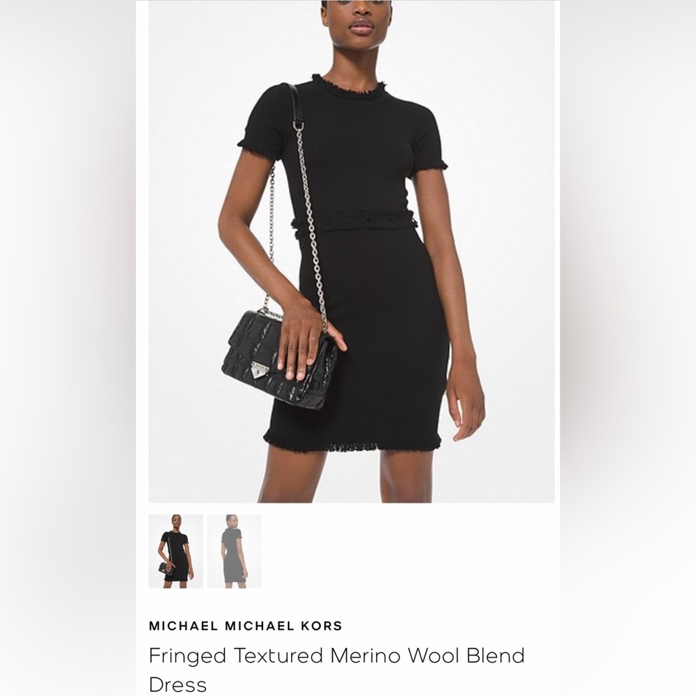 Michael Kors black tweed dress with fringe detailing